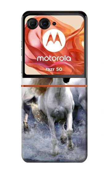 S0246 White Horse Hülle Schutzhülle Taschen für Motorola Razr 70,60,50, Razr (2026, 2025, 2024)