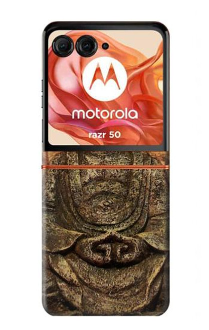 S0344 Buddha Rock Carving Hülle Schutzhülle Taschen für Motorola Razr 50