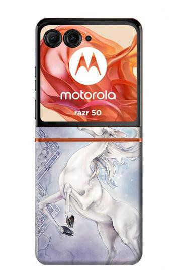 S1134 White Horse Unicorn Hülle Schutzhülle Taschen für Motorola Razr 70,60,50, Razr (2026, 2025, 2024)