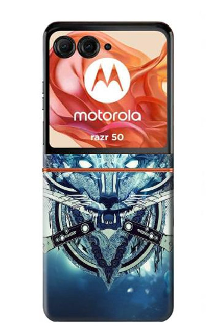 S1135 Wolf with knives Rock Hülle Schutzhülle Taschen für Motorola Razr 50