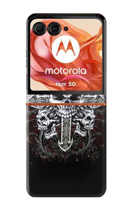 S1434 Skull Wing Tattoo Biker Hülle Schutzhülle Taschen für Motorola Razr 50