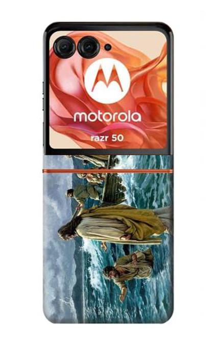 S1722 Jesus Walk on The Sea Hülle Schutzhülle Taschen für Motorola Razr 50