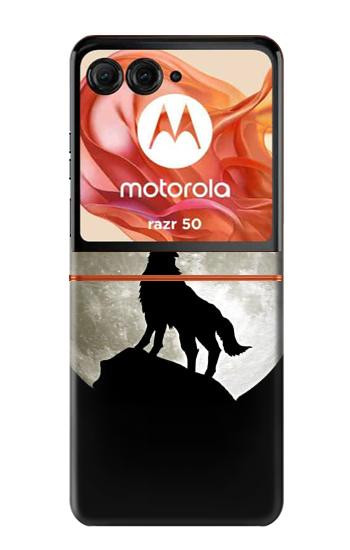 S1981 Wolf Howling at The Moon Hülle Schutzhülle Taschen für Motorola Razr 70,60,50, Razr (2026, 2025, 2024)