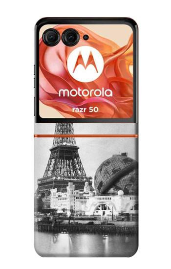 S2350 Old Paris Eiffel Tower Hülle Schutzhülle Taschen für Motorola Razr 70,60,50, Razr (2026, 2025, 2024)