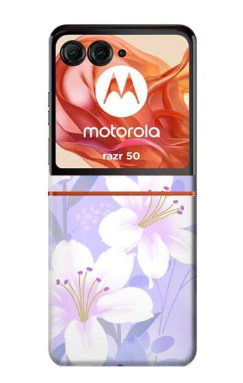 S2361 Purple White Flowers Hülle Schutzhülle Taschen für Motorola Razr 70,60,50, Razr (2026, 2025, 2024)