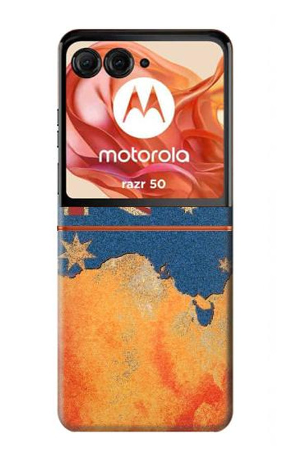 S2494 Australia Flag Map Rock Texture Hülle Schutzhülle Taschen für Motorola Razr 50