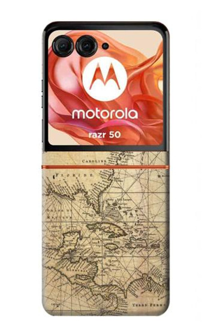 S2506 Exploration North America Map Hülle Schutzhülle Taschen für Motorola Razr 50