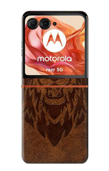 S2529 Leo Zodiac Tattoo Brown Graphic Print Hülle Schutzhülle Taschen für Motorola Razr 70,60,50, Razr (2026, 2025, 2024)