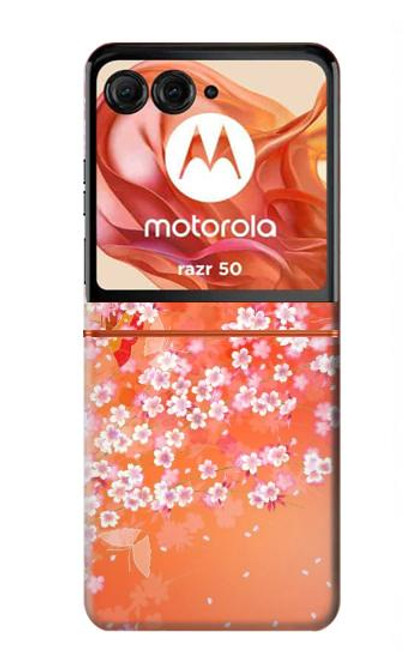 S2543 Japanese Kimono Style Flower Pattern Hülle Schutzhülle Taschen für Motorola Razr 50
