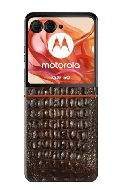 S2850 Brown Skin Alligator Graphic Printed Hülle Schutzhülle Taschen für Motorola Razr 50
