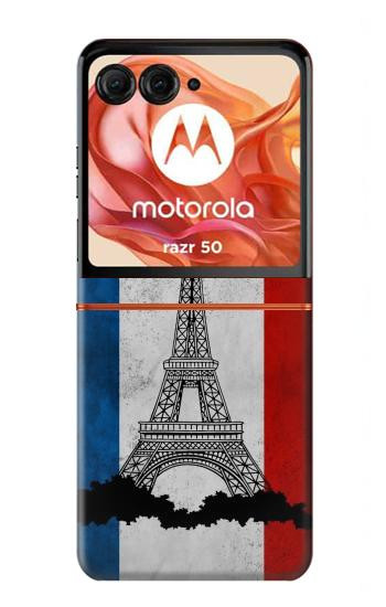 S2859 Vintage France Flag Eiffel Tower Hülle Schutzhülle Taschen für Motorola Razr 70,60,50, Razr (2026, 2025, 2024)