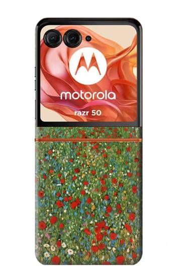 S2872 Gustav Klimt Poppy Field Hülle Schutzhülle Taschen für Motorola Razr 70,60,50, Razr (2026, 2025, 2024)
