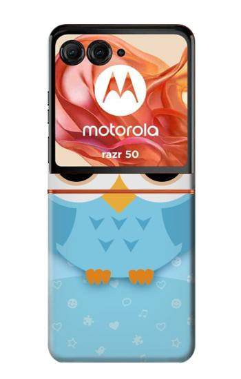 S3029 Cute Blue Owl Hülle Schutzhülle Taschen für Motorola Razr 70,60,50, Razr (2026, 2025, 2024)