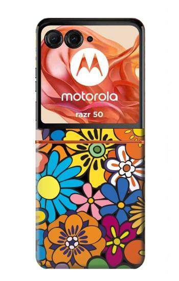 S3281 Colorful Hippie Flowers Pattern Hülle Schutzhülle Taschen für Motorola Razr 70,60,50, Razr (2026, 2025, 2024)