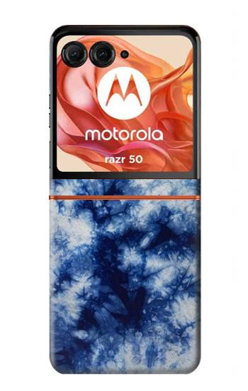 S3439 Fabric Indigo Tie Dye Hülle Schutzhülle Taschen für Motorola Razr 70,60,50, Razr (2026, 2025, 2024)