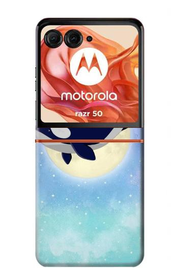 S3807 Killer Whale Orca Moon Pastel Fantasy Hülle Schutzhülle Taschen für Motorola Razr 70,60,50, Razr (2026, 2025, 2024)