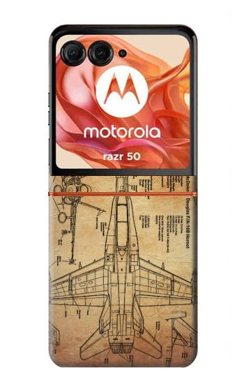 S3868 Aircraft Blueprint Old Paper Hülle Schutzhülle Taschen für Motorola Razr 70,60,50, Razr (2026, 2025, 2024)