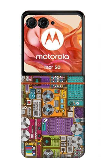 S3879 Retro Music Doodle Hülle Schutzhülle Taschen für Motorola Razr 70,60,50, Razr (2026, 2025, 2024)