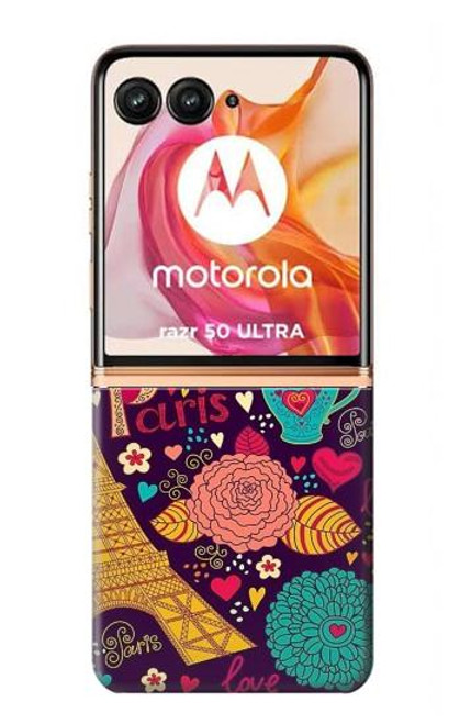 S2353 Paris Cartoon Vintage Pattern Hülle Schutzhülle Taschen für Motorola Razr 50 Ultra
