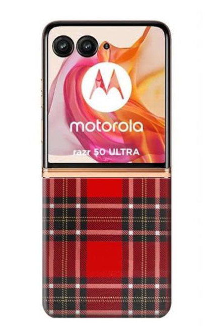 S2374 Tartan Red Pattern Hülle Schutzhülle Taschen für Motorola Razr 50 Ultra