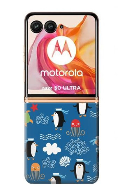 S2572 Marine Penguin Pattern Hülle Schutzhülle Taschen für Motorola Razr 50 Ultra