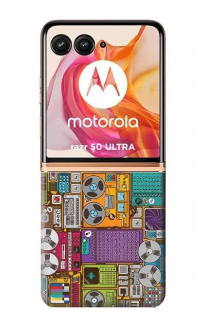 S3879 Retro Music Doodle Hülle Schutzhülle Taschen für Motorola Razr 50 Ultra