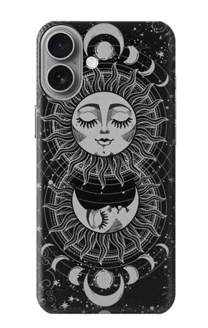 S3854 Mystical Sun Face Crescent Moon Hülle Schutzhülle Taschen für iPhone 16 plus