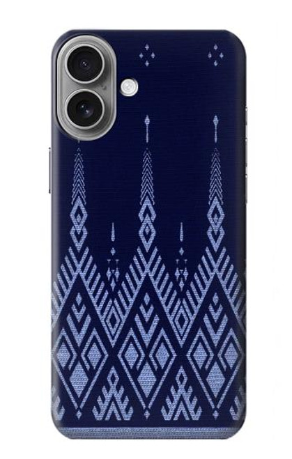 S3950 Textile Thai Blue Pattern Hülle Schutzhülle Taschen für iPhone 16 plus