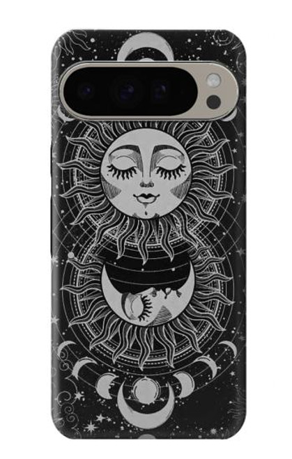 S3854 Mystical Sun Face Crescent Moon Hülle Schutzhülle Taschen für Google Pixel 9 Pro XL