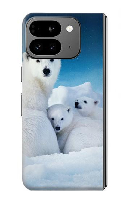 S0285 Polar Bear Family Arctic Hülle Schutzhülle Taschen für Google Pixel 9 Pro Fold