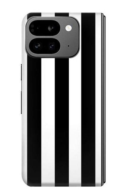 S2297 Black and White Vertical Stripes Hülle Schutzhülle Taschen für Google Pixel 9 Pro Fold