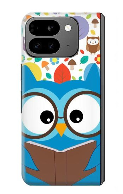 S2521 Cute Nerd Owl Cartoon Hülle Schutzhülle Taschen für Google Pixel 9 Pro Fold