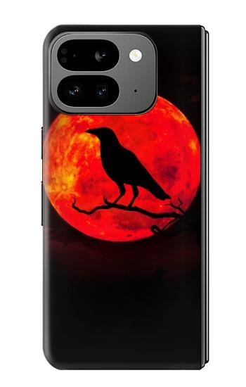 S3328 Crow Red Moon Hülle Schutzhülle Taschen für Google Pixel 9 Pro Fold