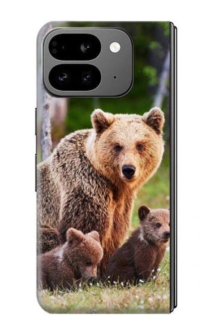 S3558 Bear Family Hülle Schutzhülle Taschen für Google Pixel 9 Pro Fold