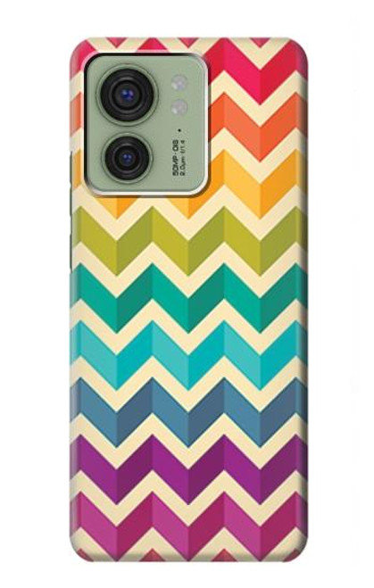 S2362 Rainbow Colorful Shavron Zig Zag Pattern Hülle Schutzhülle Taschen für Motorola Edge (2023), Edge 40