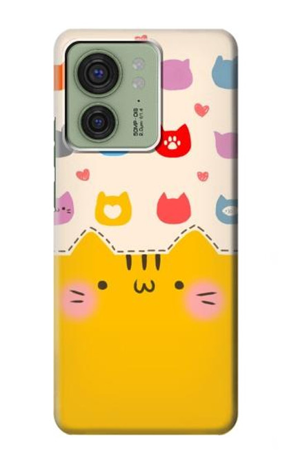 S2442 Cute Cat Cartoon Funny Hülle Schutzhülle Taschen für Motorola Edge (2023), Edge 40