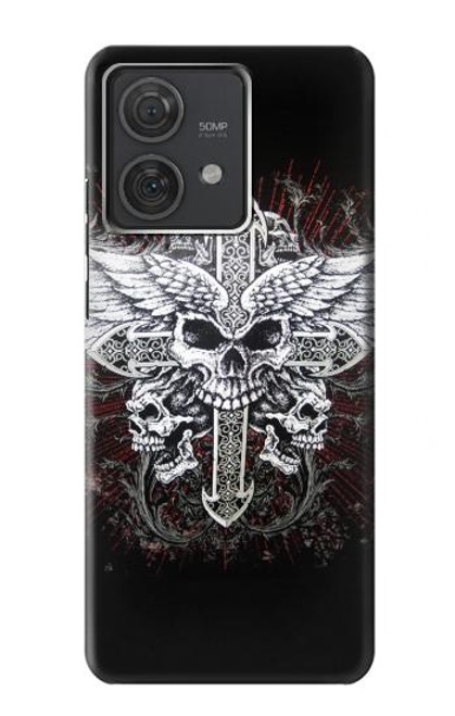 S1434 Skull Wing Tattoo Biker Hülle Schutzhülle Taschen für Motorola Edge 40 Neo