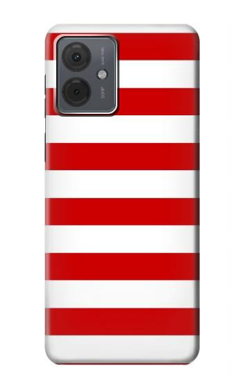 S2364 Red and White Striped Hülle Schutzhülle Taschen für Motorola Moto G14