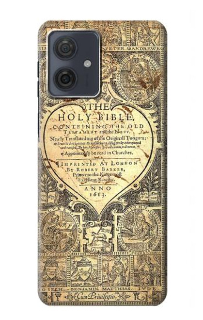 S0330 Bible Page Hülle Schutzhülle Taschen für Motorola Moto G54