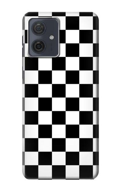 S1611 Black and White Check Chess Board Hülle Schutzhülle Taschen für Motorola Moto G54