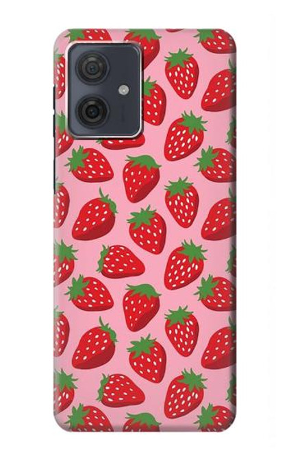 S3719 Strawberry Pattern Hülle Schutzhülle Taschen für Motorola Moto G54