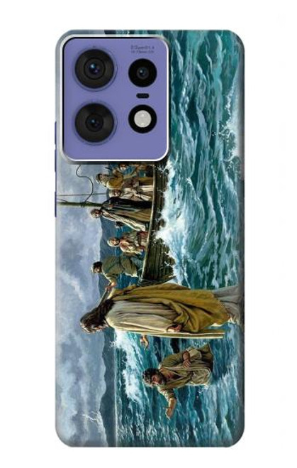S1722 Jesus Walk on The Sea Hülle Schutzhülle Taschen für Motorola Edge 50 Pro