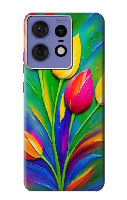 S3926 Colorful Tulip Oil Painting Hülle Schutzhülle Taschen für Motorola Edge 50 Pro