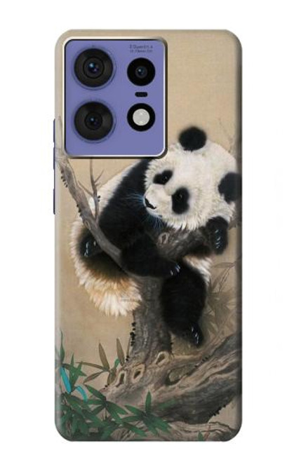 S2210 Panda Fluffy Art Painting Hülle Schutzhülle Taschen für Motorola Edge 50 Fusion