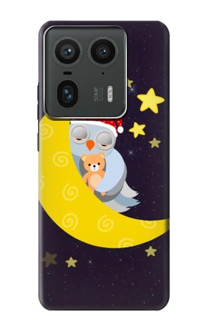 S2849 Cute Sleepy Owl Moon Night Hülle Schutzhülle Taschen für Motorola Edge 50 Ultra