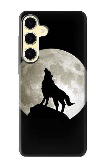 S1981 Wolf Howling at The Moon Hülle Schutzhülle Taschen für Samsung Galaxy S24 FE