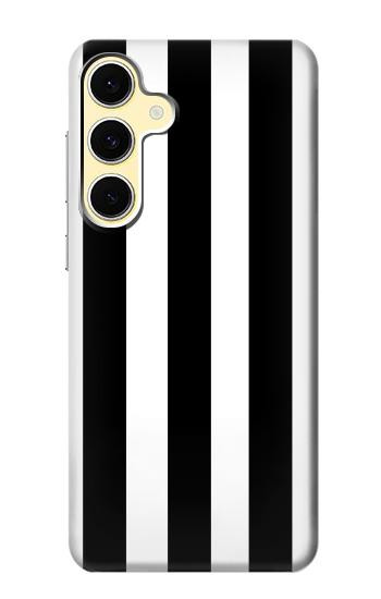 S2297 Black and White Vertical Stripes Hülle Schutzhülle Taschen für Samsung Galaxy S24 FE