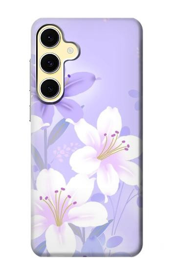 S2361 Purple White Flowers Hülle Schutzhülle Taschen für Samsung Galaxy S24 FE