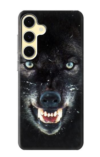 S2823 Black Wolf Blue Eyes Face Hülle Schutzhülle Taschen für Samsung Galaxy S24 FE