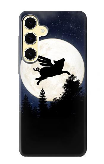 S3289 Flying Pig Full Moon Night Hülle Schutzhülle Taschen für Samsung Galaxy S24 FE